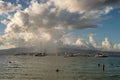 Heavy rain over Fort-De-France and Montagne Pelee Volcano Royalty Free Stock Photo